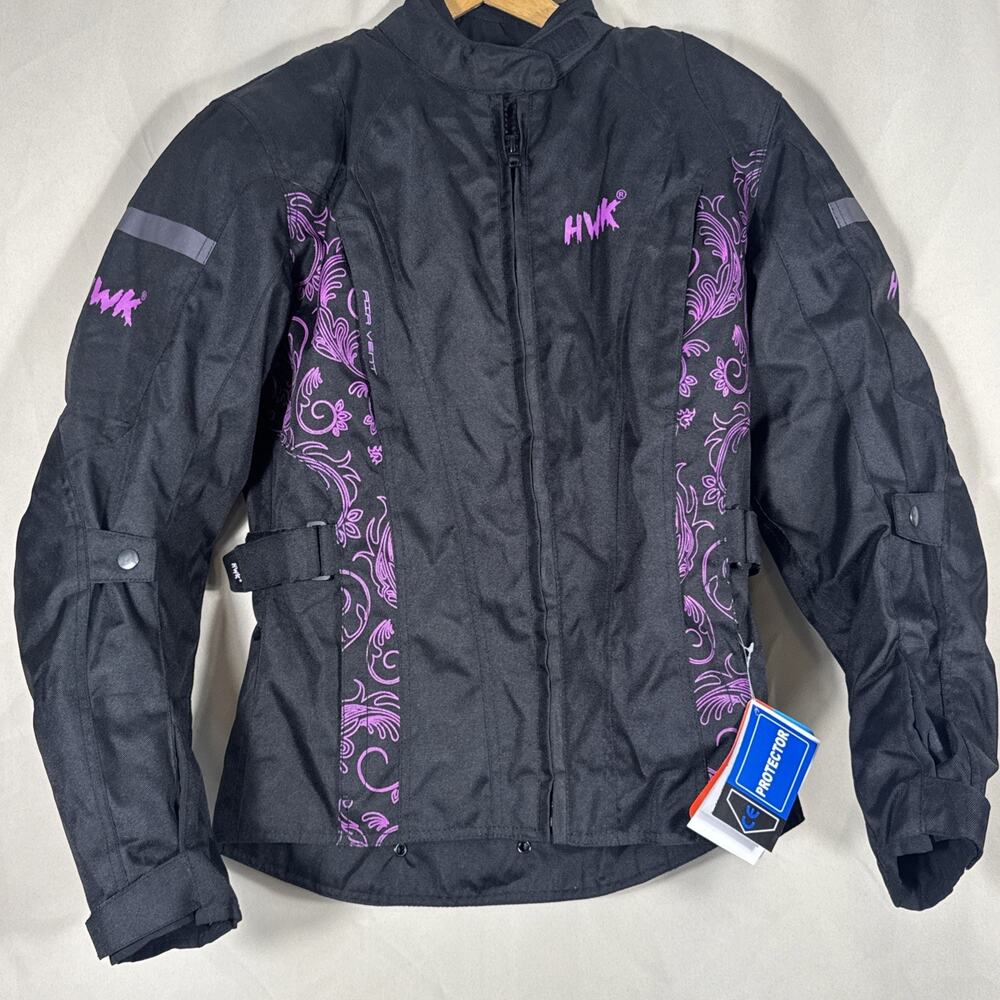 HWK Women’s Motorcycle Jacket Small Black Pink CE Armor Adventure Touring NWT
